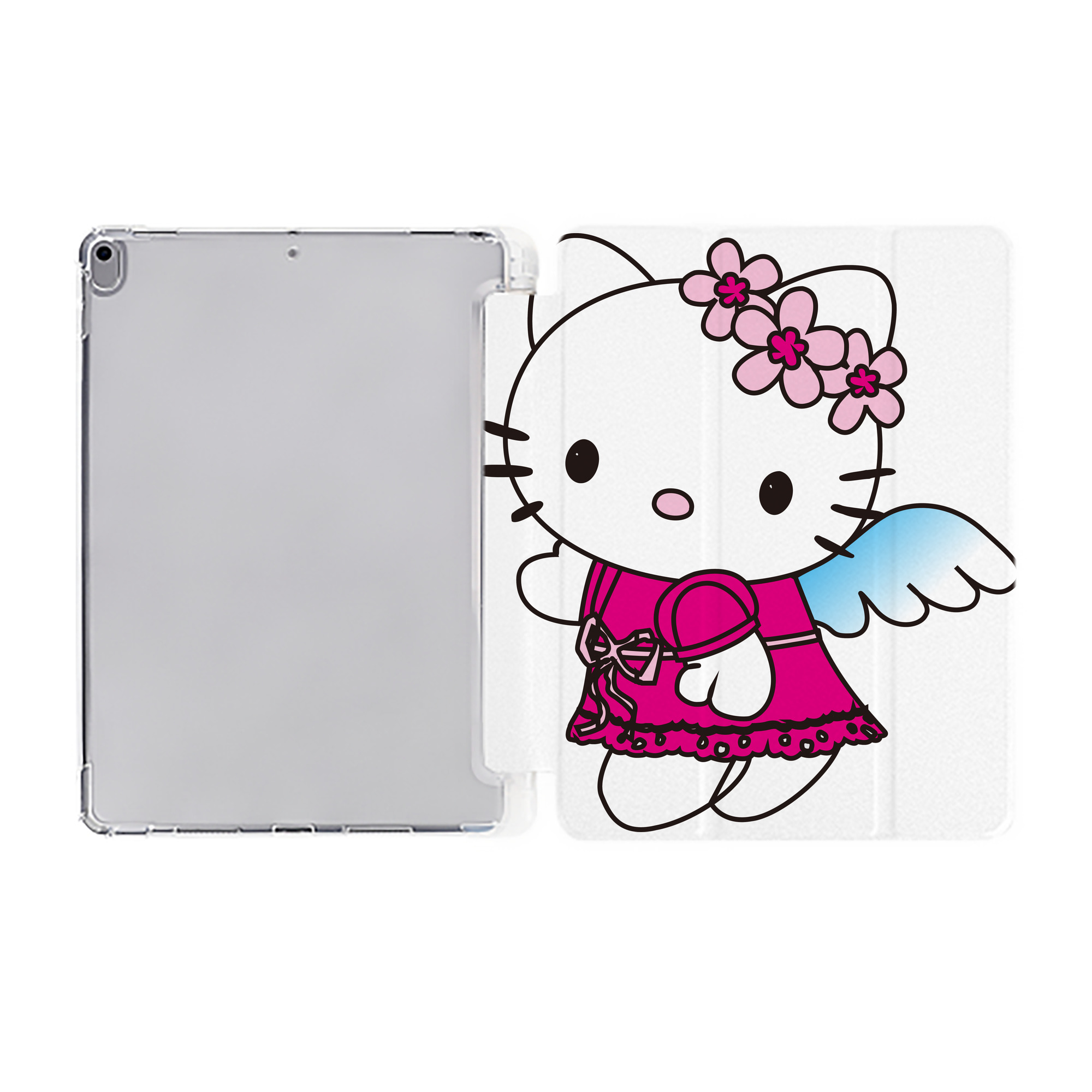 （画像用） Hello Kitty ハローキティ IPad ケース ペン収納付き 三つ折りスタンド PUレザー×シリコン 対応機種9.5/10.5/10.9インチ